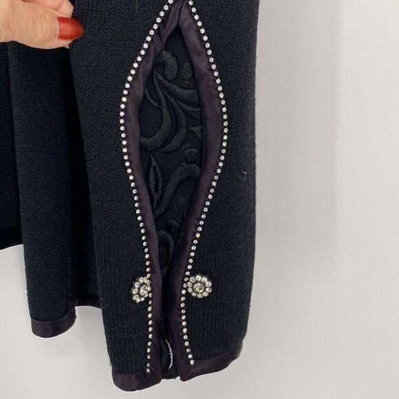 EL Ana Occasion Evening  Studded Embellished Jacket Rhinestone Buttons Black M - Picture 9 of 14